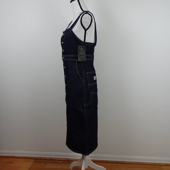 Lee Jeans Women's Overall Dress Blue Size S Denim Jumper Midi Preppy Schoolgirl - Picture 4 of 11